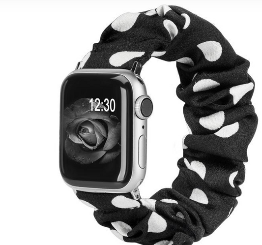 White Dot Scrunchie Apple Watch Band