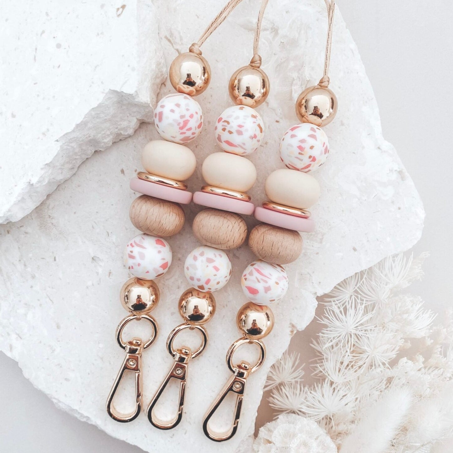 Sunset Terrazzo Beaded Teacher Lanyard