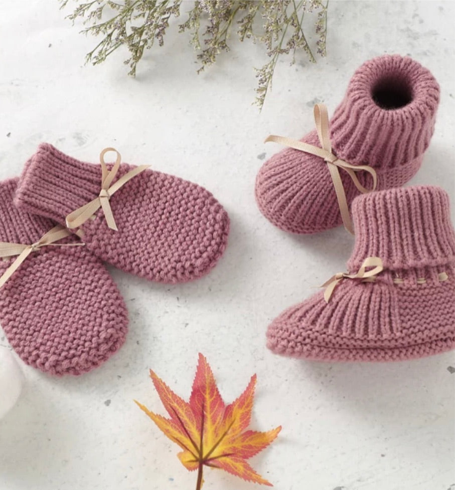 Newborn Mitten & Booties Knitted Set