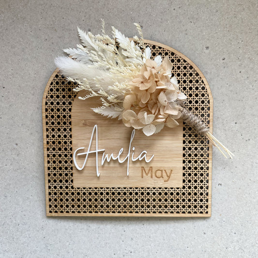Personalised Bamboo Announcement Plaque With Blooms